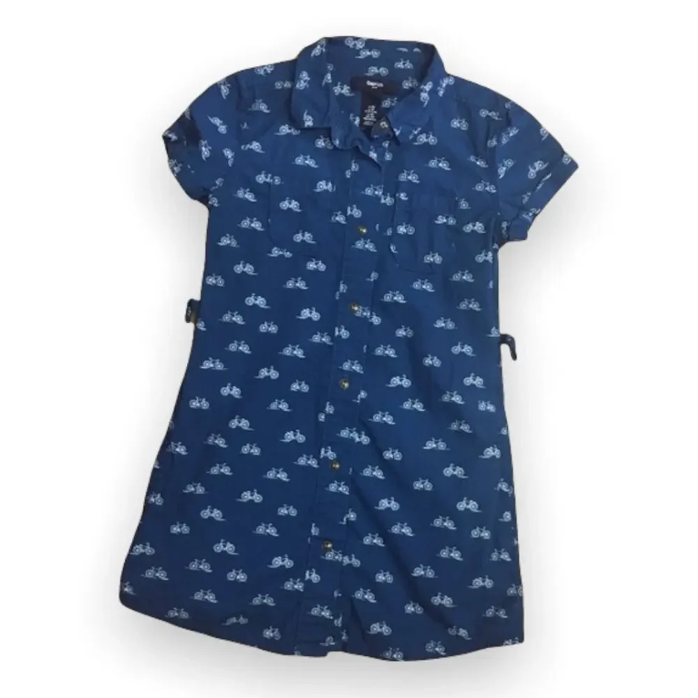 Gap Girls Dress Size XS 4 5 Blue Bicycle Print‎ Shirt